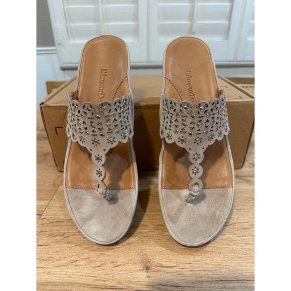 L'Amour Des Pieds Chuxley Women's Wedge Flip Flop Taupe Suede Size 9.5 NWOT - Picture 7 of 13